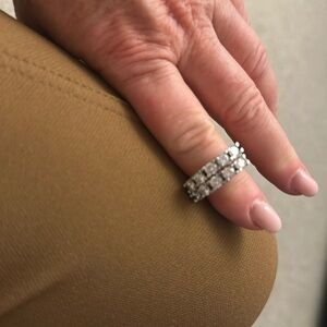 Set of 2 Stackable Stamped Sterling Silver White Topaz Rings Size 8